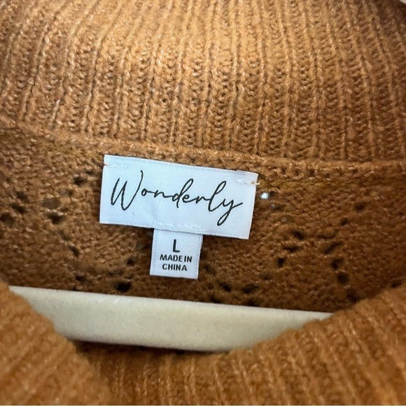 Wonderly Indian Gold Sweater Mock Turtleneck Balloon Sleeves Tunic Length Sz L - Picture 10 of 11